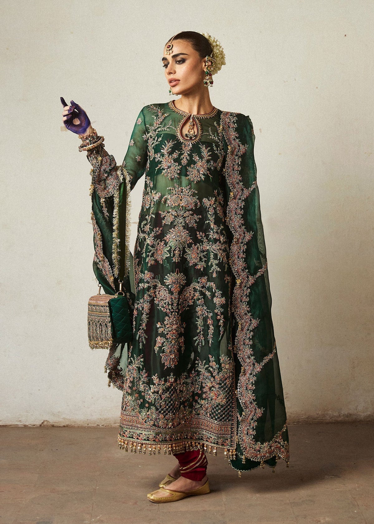 Hussain Rehar | Festive Formals 24 |  Jamali - Designer Dress with Intricate embroidery and embellishments. Shop elegent wedding dress at Maria Faisal.