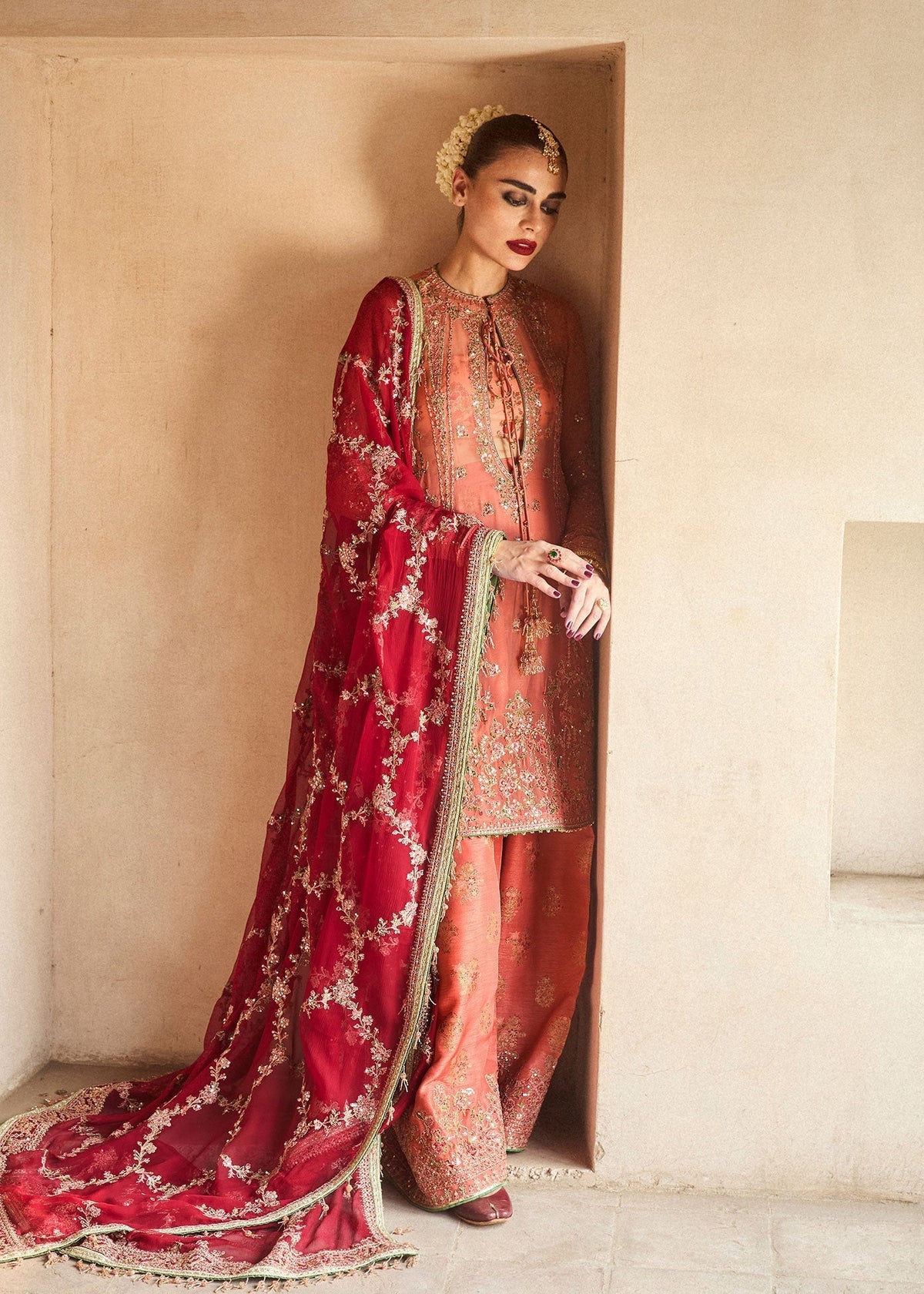 Hussain Rehar | Festive Formals 24 |  Romawi - Designer Dress with Intricate embroidery and embellishments. Shop elegent wedding dress at Maria Faisal.