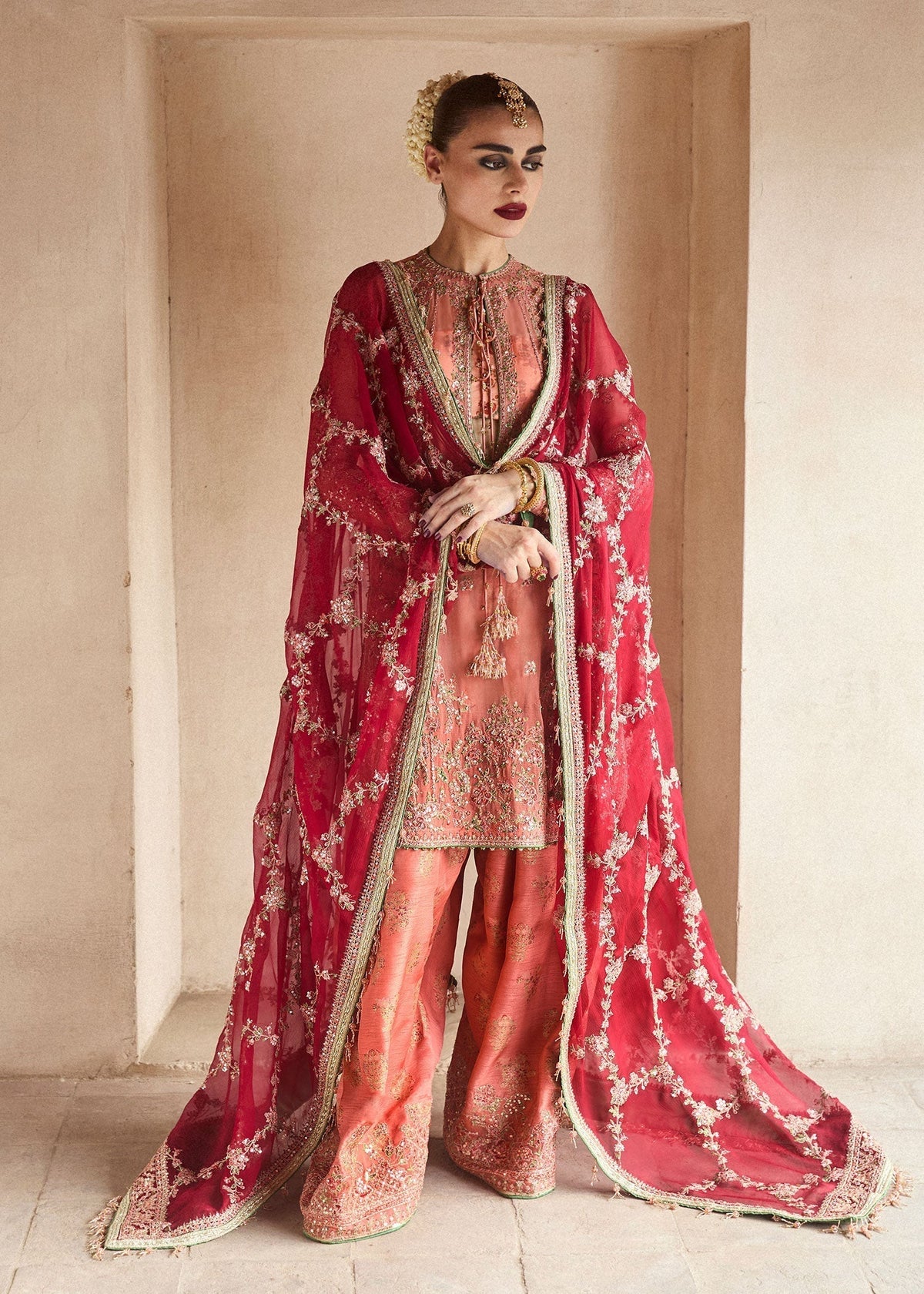 Hussain Rehar | Festive Formals 24 |  Romawi - Designer Dress with Intricate embroidery and embellishments. Shop elegent wedding dress at Maria Faisal.