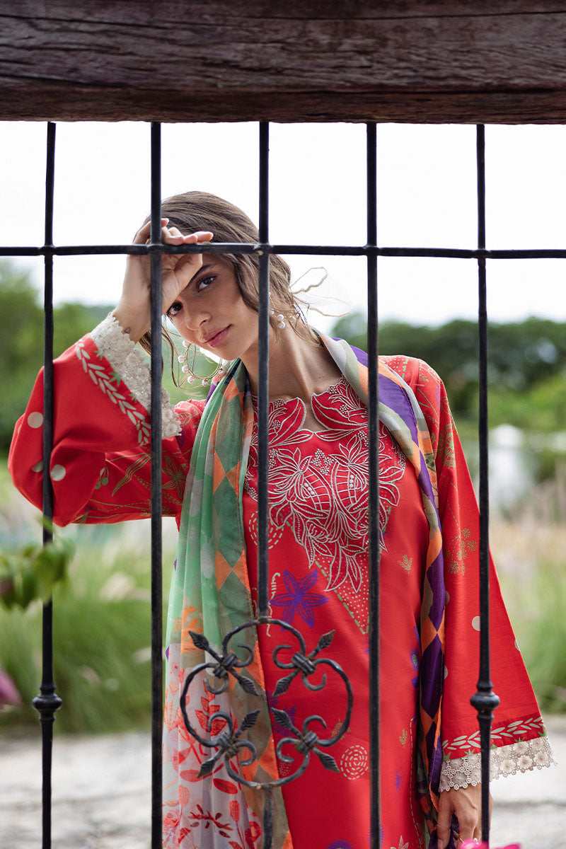 Mushq | Mirasol Printed Cambric | Carmin Rosa - Ladies Clothes - Maria Faisal