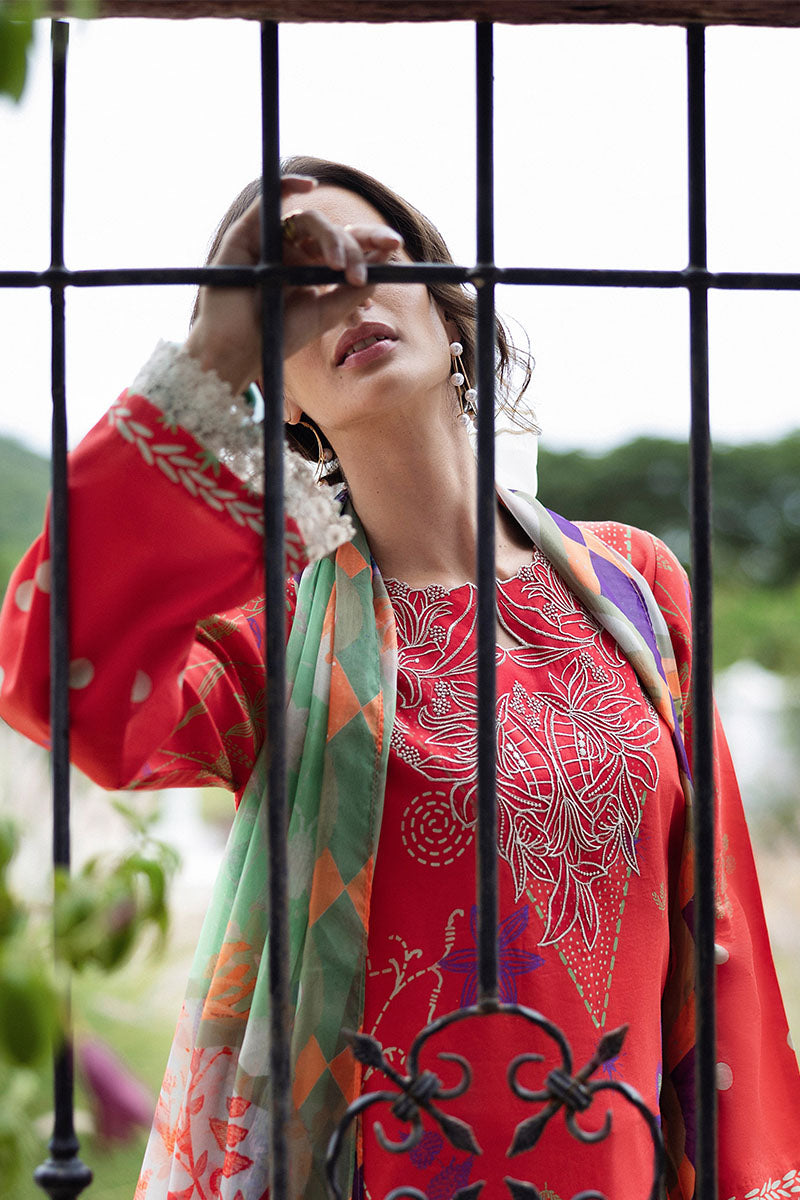 Mushq | Mirasol Printed Cambric | Carmin Rosa - Ladies Clothes - Maria Faisal