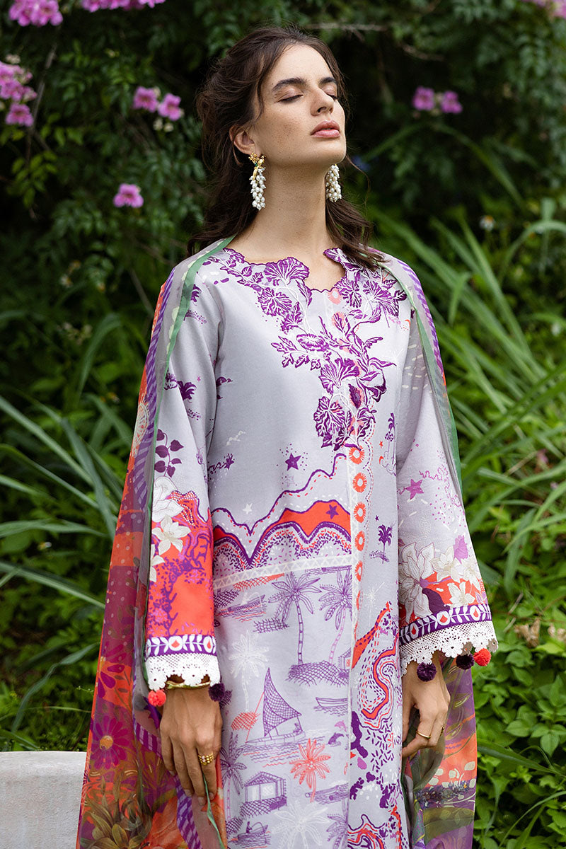 Mushq | Mirasol Printed Cambric | Luna Plata - Ladies Clothes - Maria Faisal