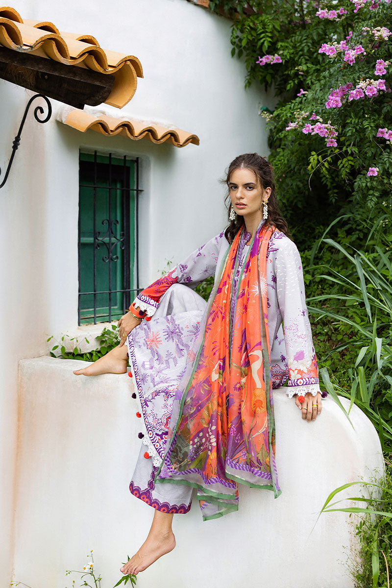 Mushq | Mirasol Printed Cambric | Luna Plata - Ladies Clothes - Maria Faisal