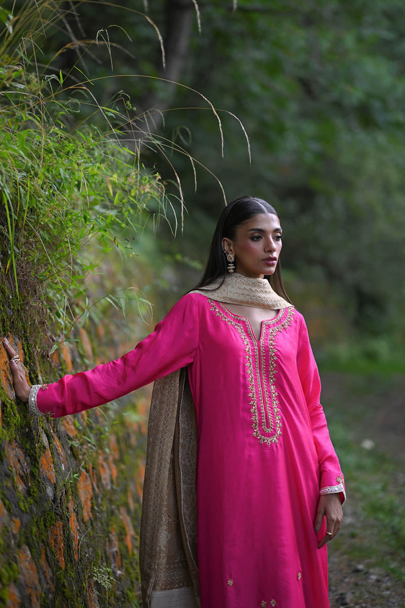 Hue Pret | Farasha Luxury Pret | Fuchsia - Ladies Clothes - Maria Faisal