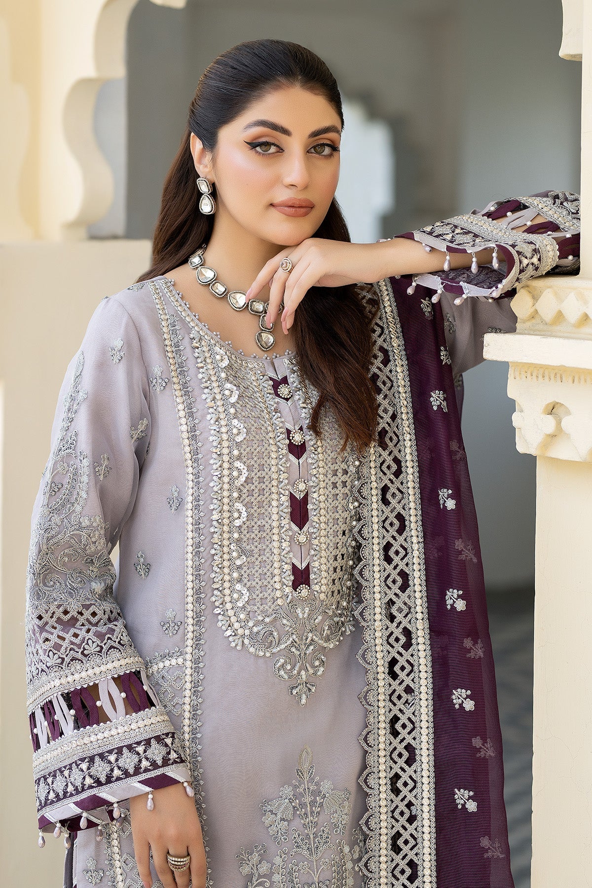 Imrozia Premium | Baad e Saba Formals | IP-55 Ada - Designer Dress with Intricate embroidery and embellishments. Shop elegent wedding dress at Maria Faisal.