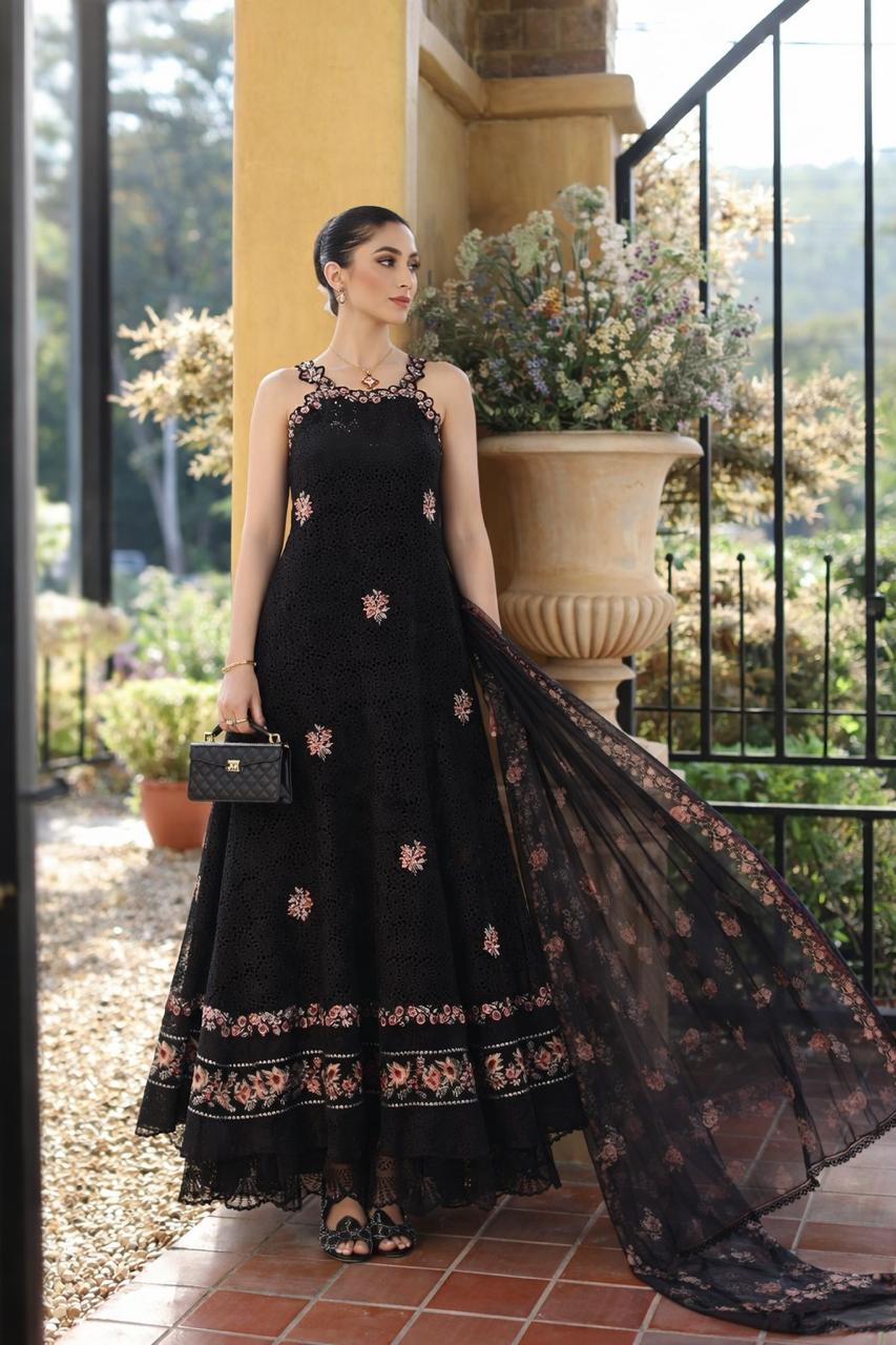 Saadia Asad | Luxury Eid Schiffli Laserkari 26 | D5 - B - Lunaria - Luxury Dress - available at Maria Faisal in UK and USA.