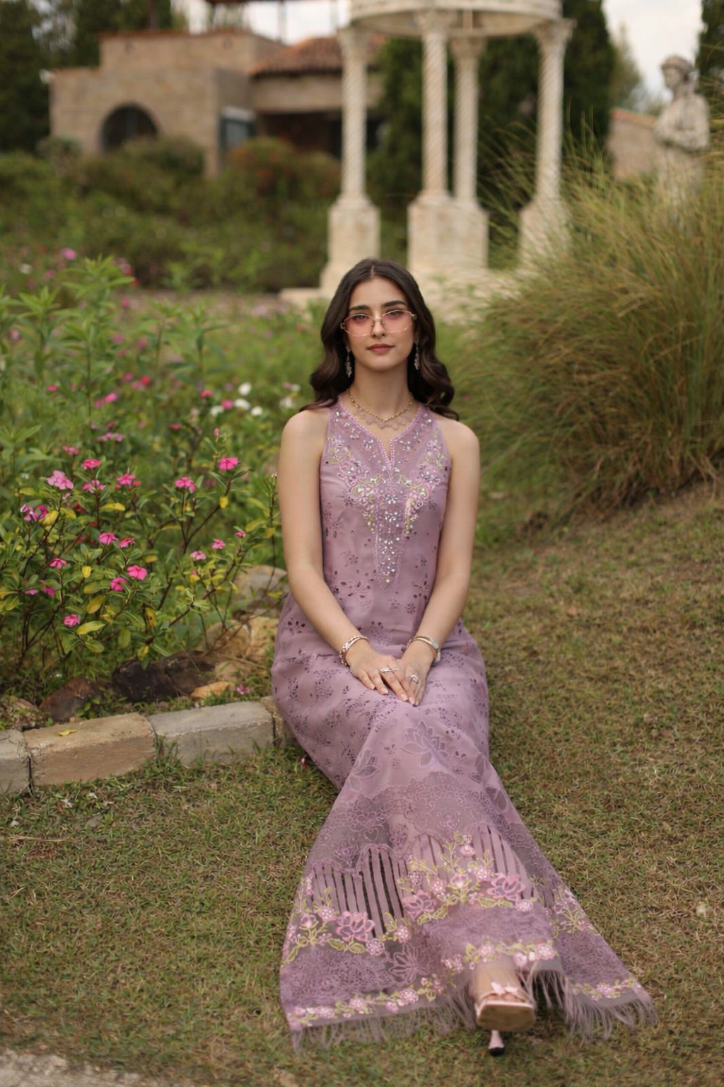 Saadia Asad | Luxury Eid Schiffli Laserkari 26 |D9 - A - Velisse - Luxury Dress - available at Maria Faisal in UK and USA.