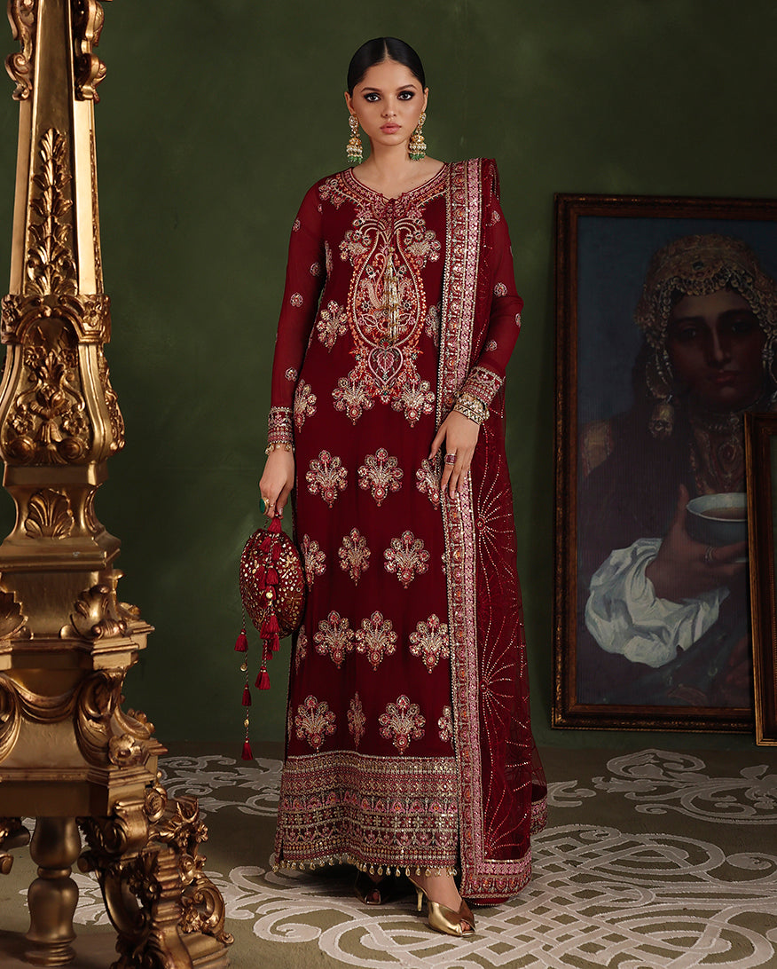 Roheenaz | Royale Eternel Chiffon Edit | Imperial Grace - Formal Dress - available at Maria Faisal in UK and USA.