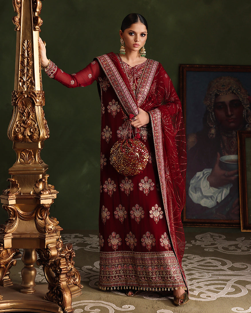 Roheenaz | Royale Eternel Chiffon Edit | Imperial Grace - Formal Dress - available at Maria Faisal in UK and USA.