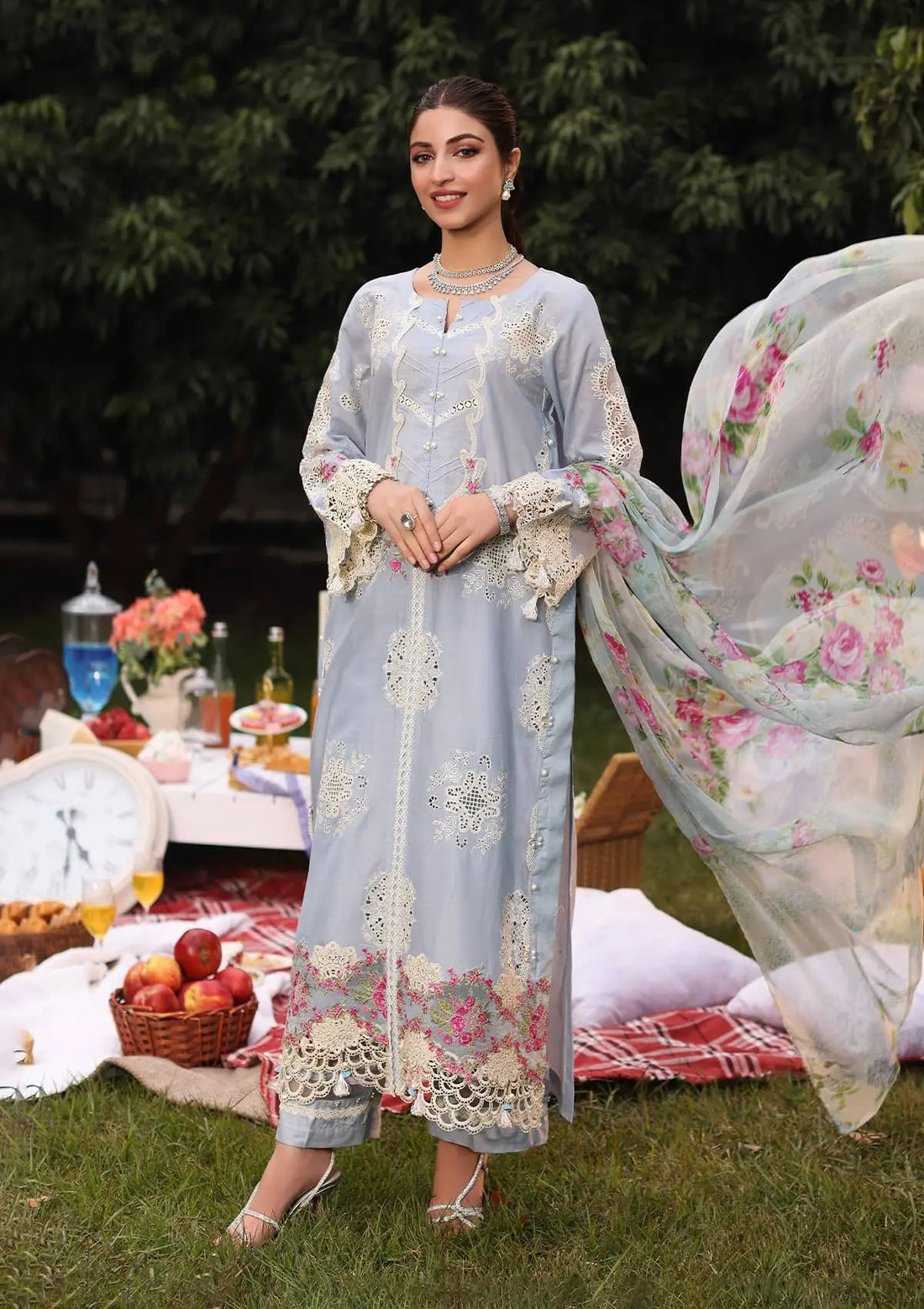 Kahf Premium | Festive Lawn 24 | KFL-08A FIRUZE - Ladies Clothes - Maria Faisal