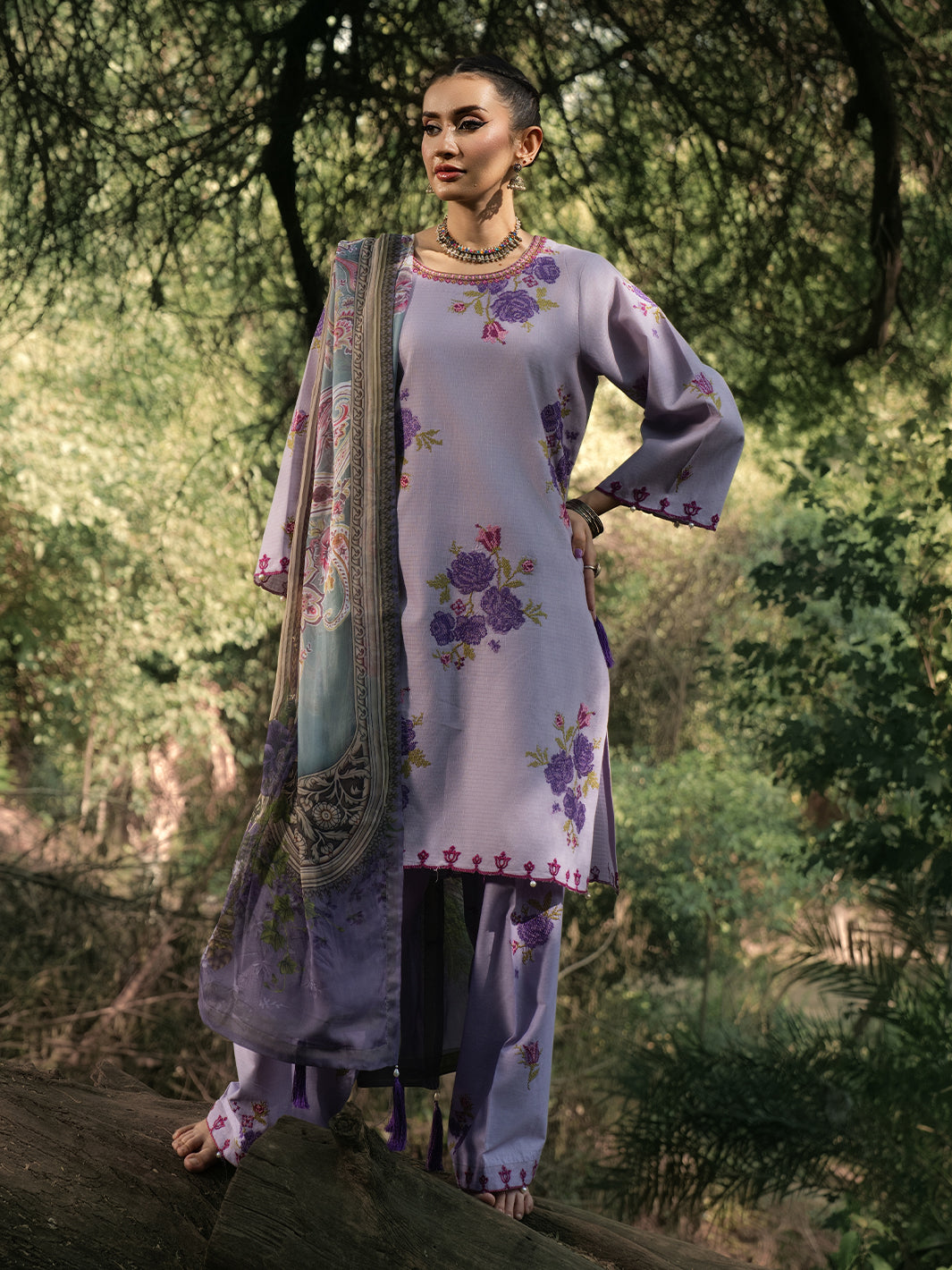 Hemstitch | The Garden Lawn | Lavender - Ladies Clothes - Maria Faisal