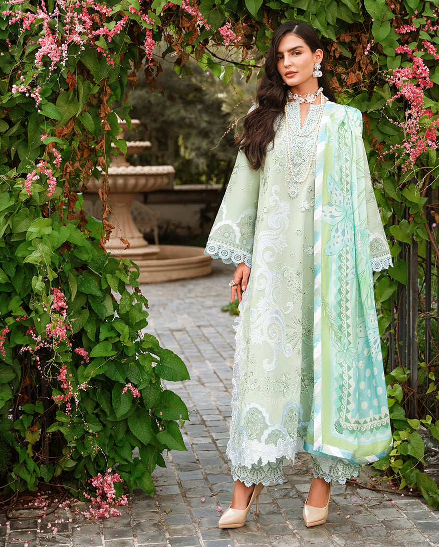 Mushq | Amoi Luxury Lawn | Love Escape - Luxury Dress - available at Maria Faisal in UK and USA.