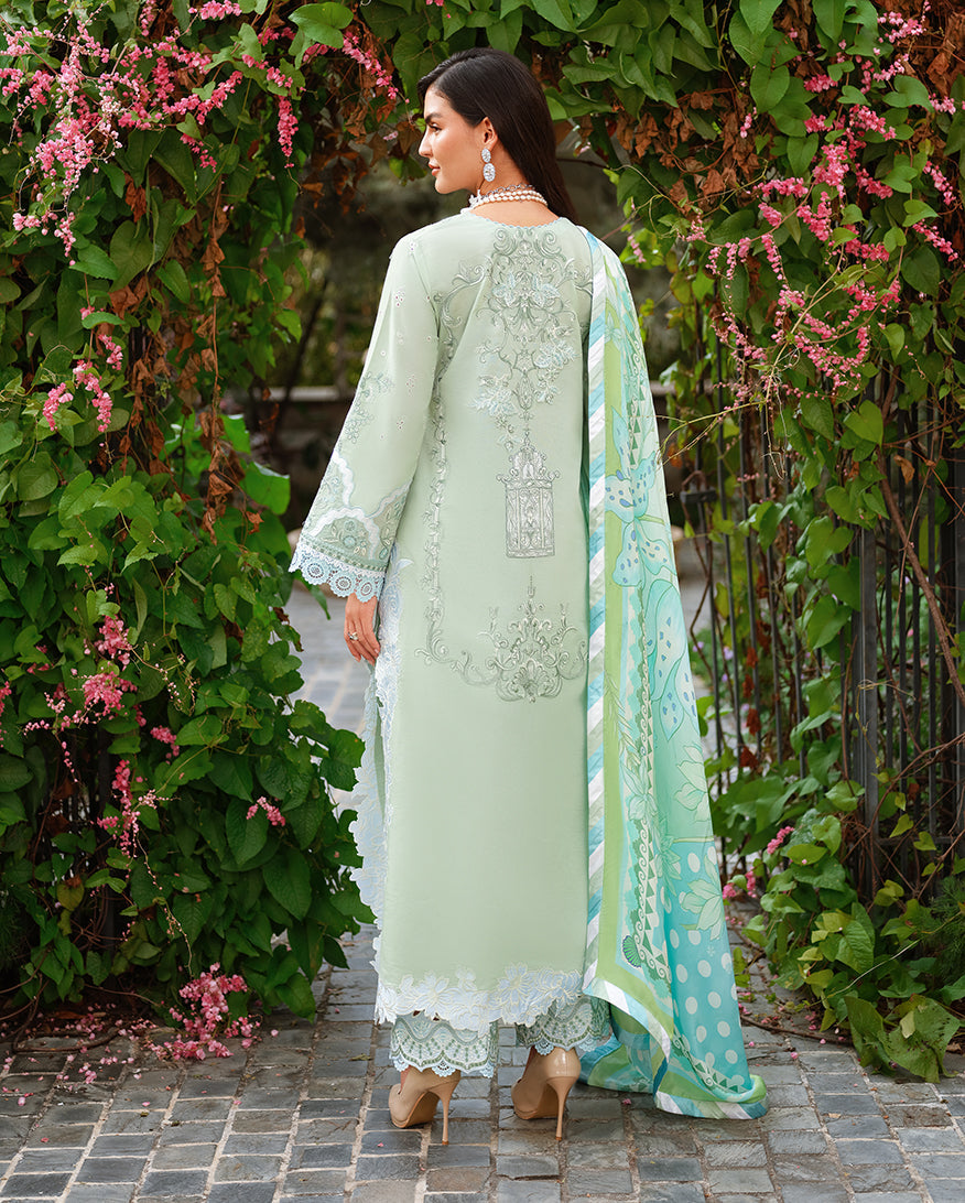 Mushq | Amoi Luxury Lawn | Love Escape - Luxury Dress - available at Maria Faisal in UK and USA.