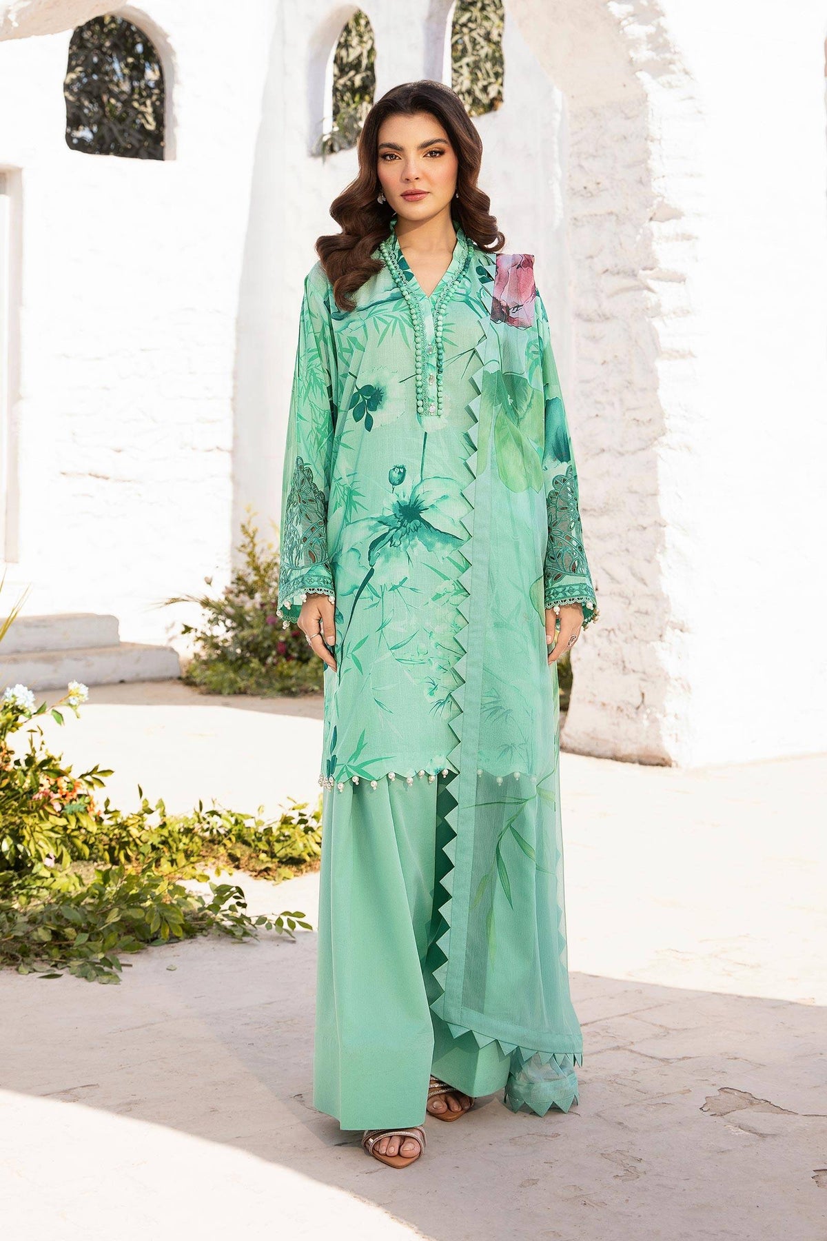 Maria B | M Basic Summer Lawn 25 | MB-CUS25-713A by Maria Faisal - Registered Vendor of : Maria B - type : Ladies Clothes - 100% original wedding dresses