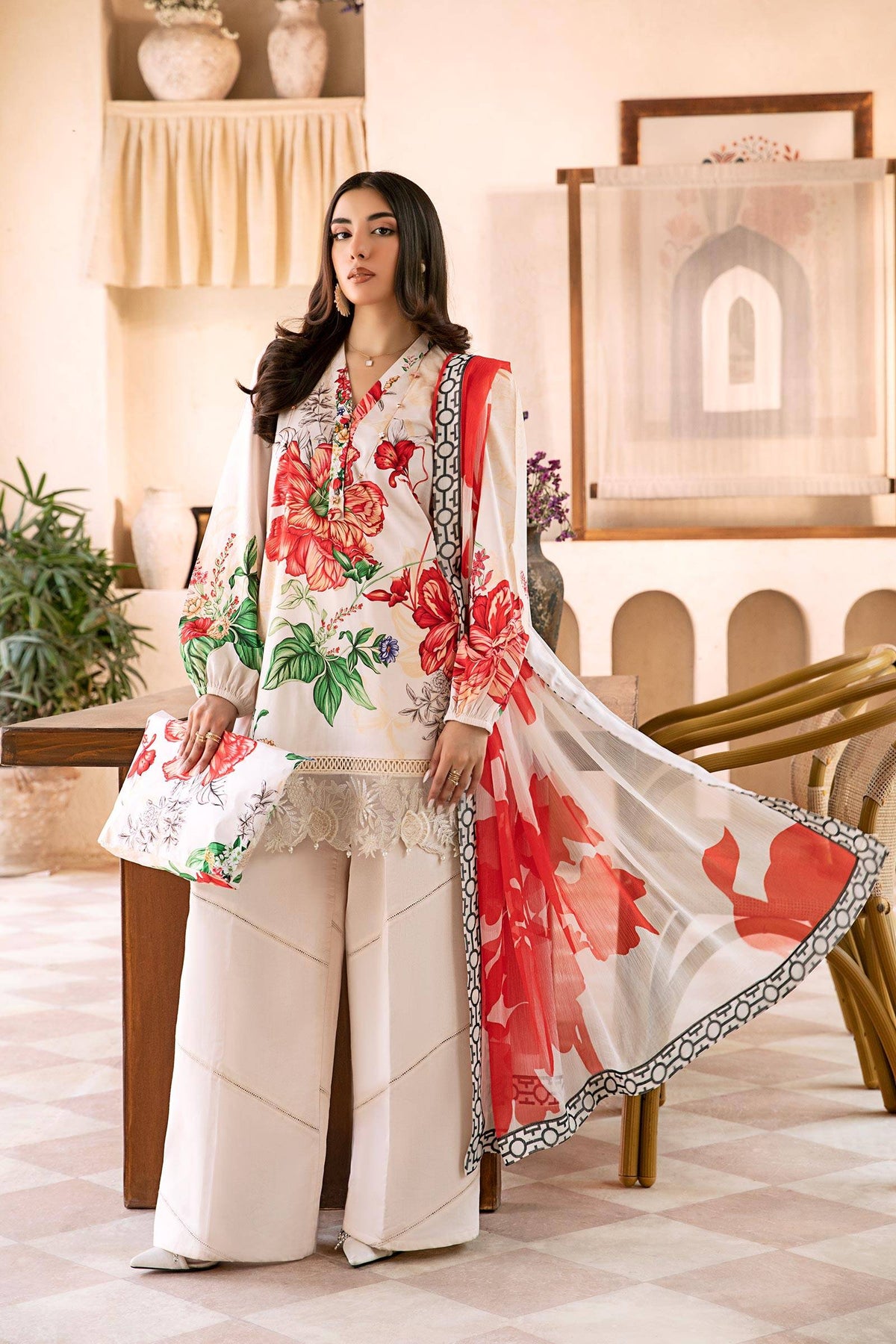 Maria B | Eid Basic Lawn | MB-CUS25-907B by Maria Faisal - Registered Vendor of : Maria B - type : Ladies Clothes - 100% original wedding dresses