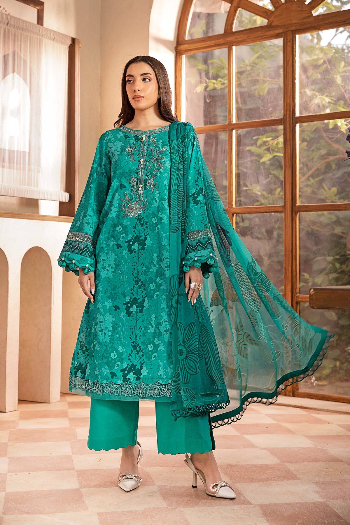 Maria B | Eid Basic Lawn | MB-CUS25-910A by Maria Faisal - Registered Vendor of : Maria B - type : Ladies Clothes - 100% original wedding dresses