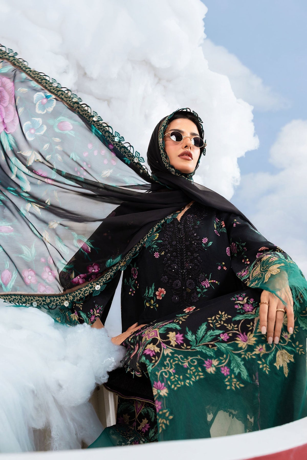 Maria B | M Basics Dreamscape Eid Lawn | MB-CUSV14-01B - Luxury Dress - available at Maria Faisal in UK and USA.