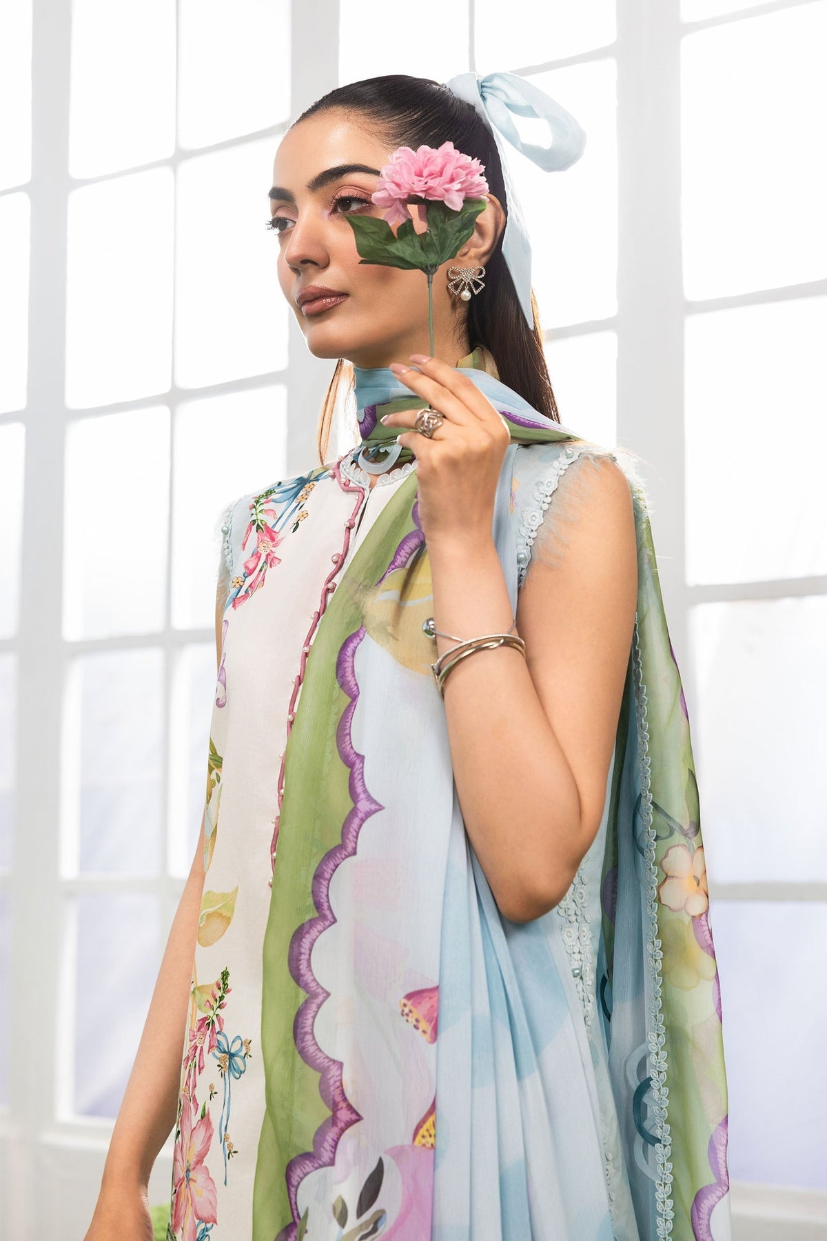 Maria B | M Basics Dreamscape Eid Lawn | MB-CUSV14-06A - Luxury Dress - available at Maria Faisal in UK and USA.