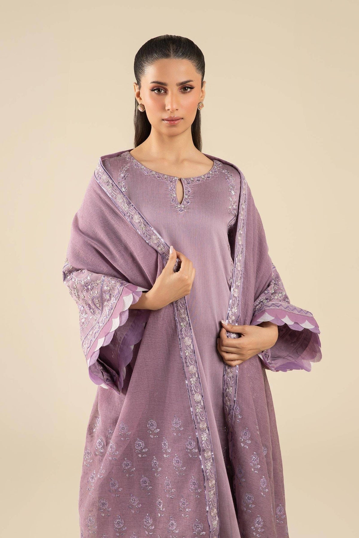 Maria B | Basics RTW | 3 Pc Embroidered Two Tone Silk Suit | MB-FS25-17 by Maria Faisal - Registered Vendor of : Maria B - type : Ladies Clothes - 100% original wedding dresses