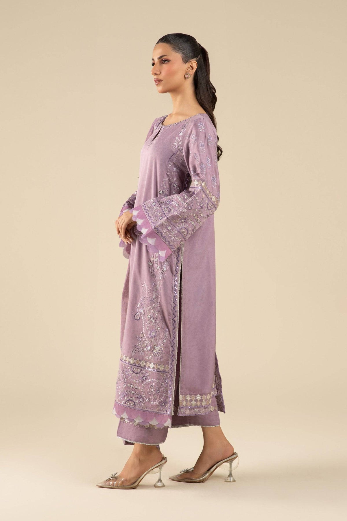 Maria B | Basics RTW | 3 Pc Embroidered Two Tone Silk Suit | MB-FS25-17 by Maria Faisal - Registered Vendor of : Maria B - type : Ladies Clothes - 100% original wedding dresses