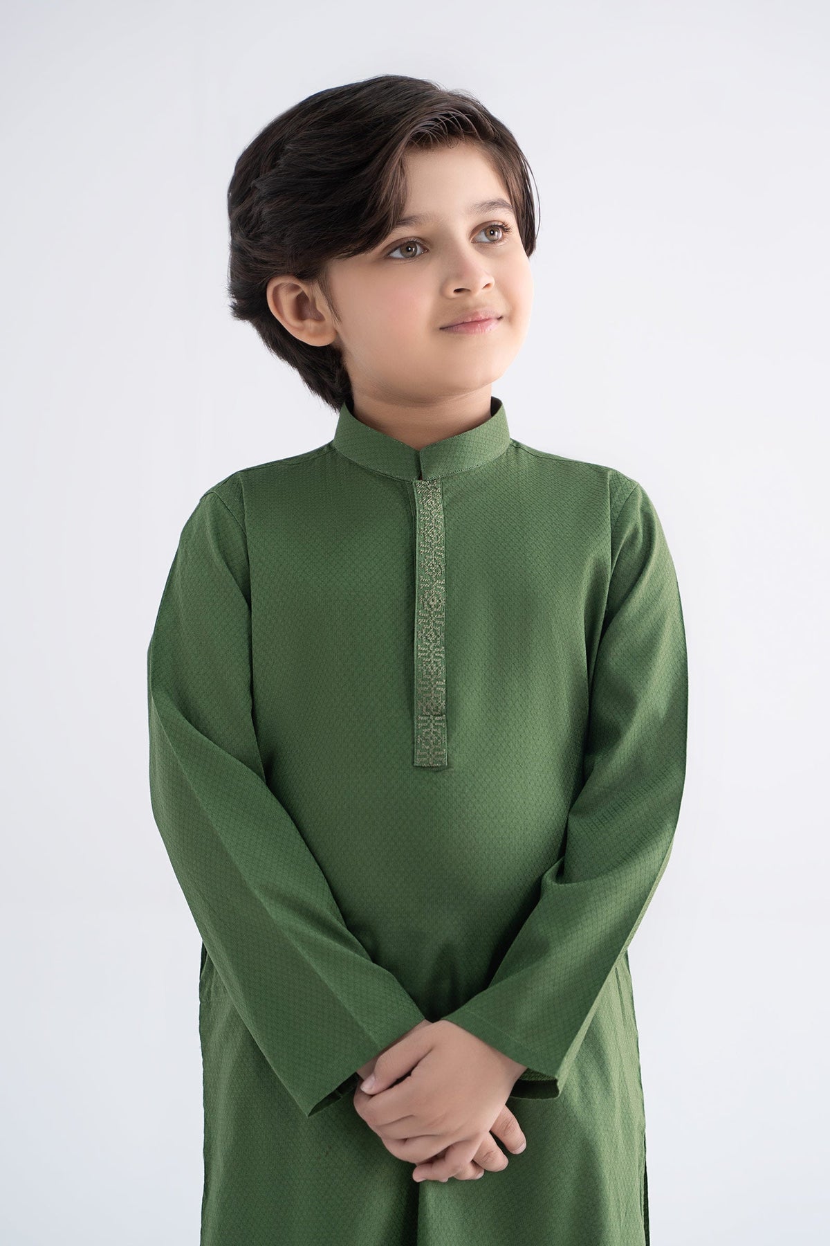 Embroidered Jacquard Kurta - Kids Clothes - available at Maria Faisal in UK and USA