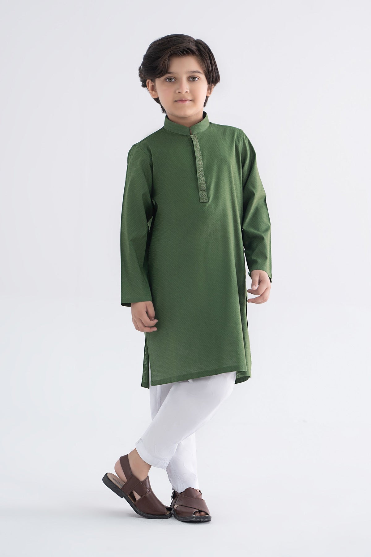 Embroidered Jacquard Kurta - Kids Clothes - available at Maria Faisal in UK and USA