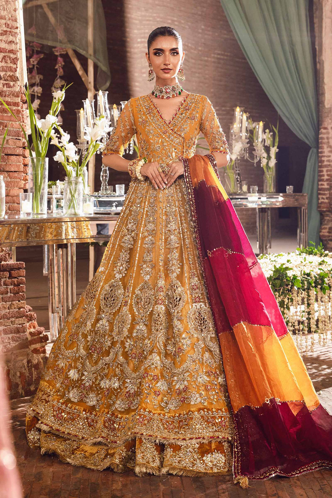 Maria B | Bridal Couture | Zehrin - Designer Dress with Intricate embroidery and embellishments. Shop elegent wedding dress at Maria Faisal.