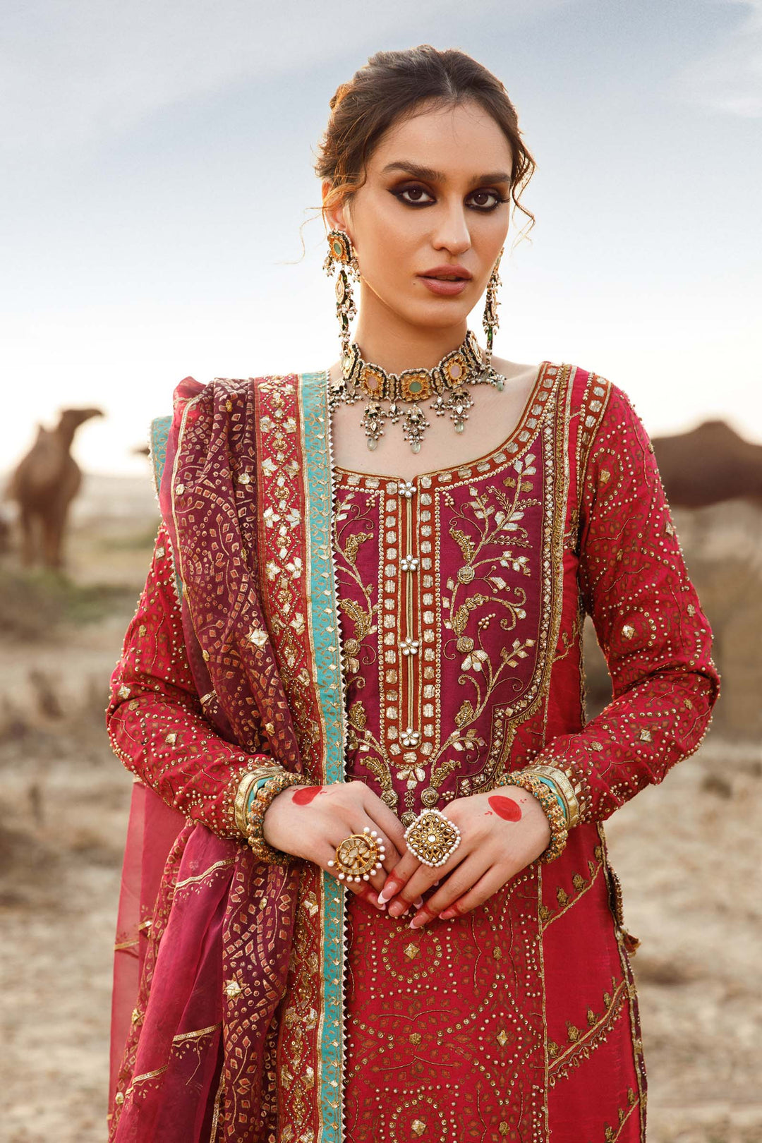 Maria B | Bridal Couture | Chundari - Designer Dress with Intricate embroidery and embellishments. Shop elegent wedding dress at Maria Faisal.