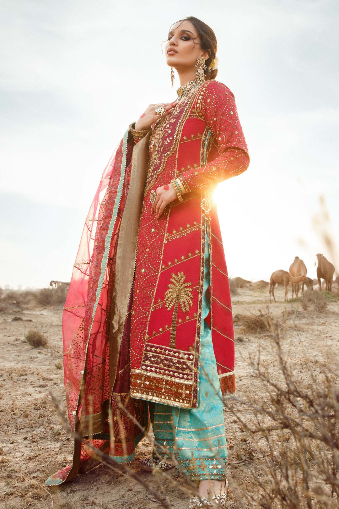 Maria B | Bridal Couture | Chundari - Designer Dress with Intricate embroidery and embellishments. Shop elegent wedding dress at Maria Faisal.