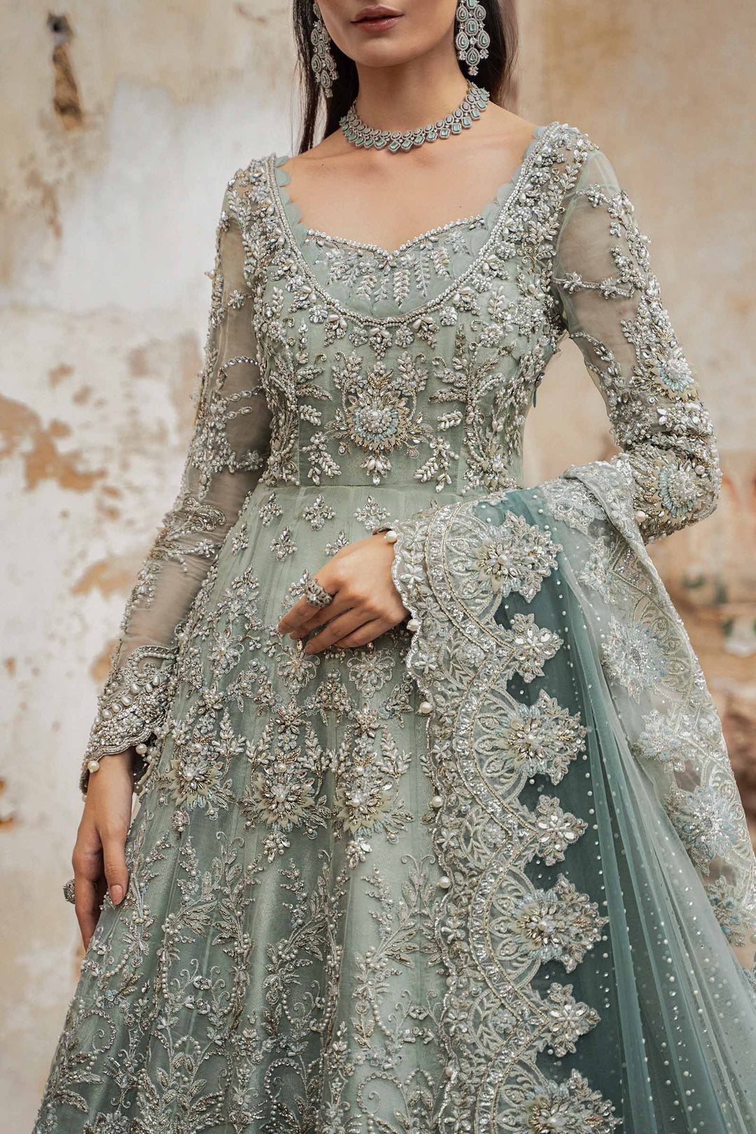 Maria B | Bridal Couture | Sevara - Designer Dress with Intricate embroidery and embellishments. Shop elegent wedding dress at Maria Faisal.