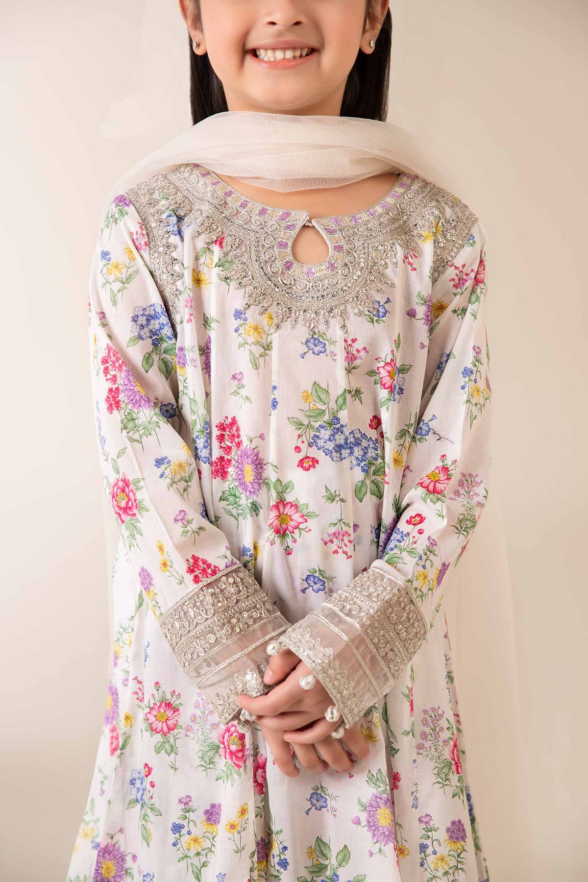 3 Piece Embroidered Lawn Suit - Kids Clothes - available at Maria Faisal in UK and USA