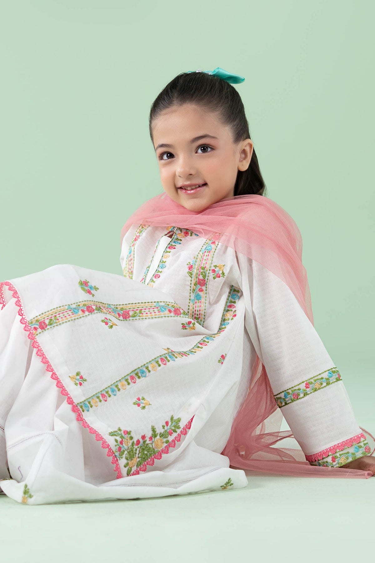 3 Piece Embroidered Dobby Suit - Kids Clothes - available at Maria Faisal in UK and USA