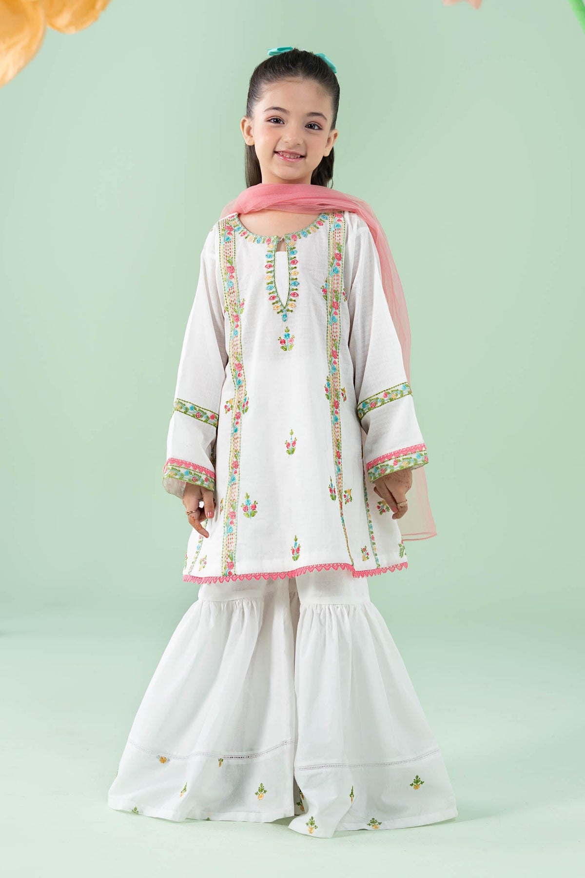 3 Piece Embroidered Dobby Suit - Kids Clothes - available at Maria Faisal in UK and USA