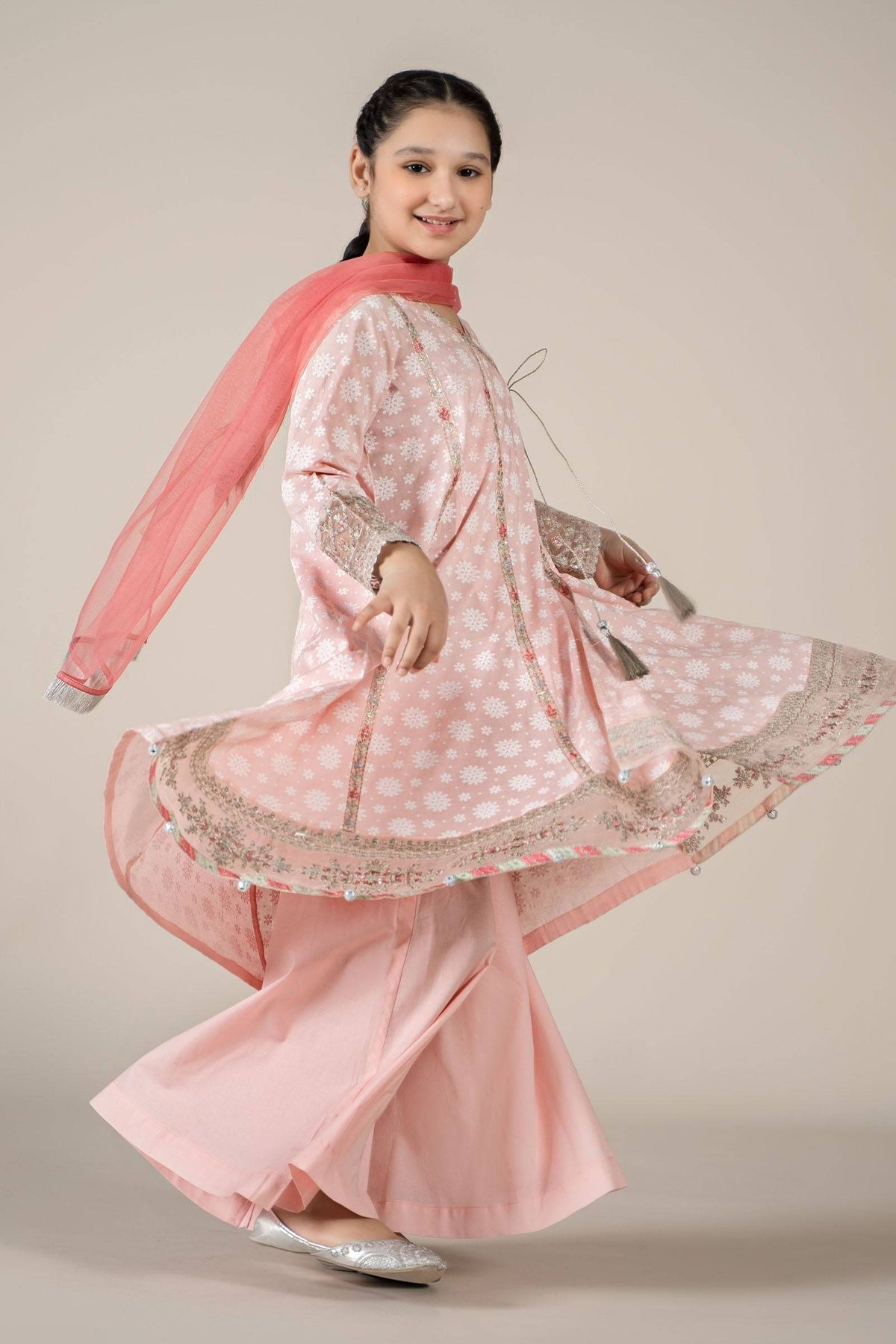 Maria B | 3 Piece Embroidered Lawn Suit | MKD-EF25-09 by Maria Faisal - Registered Vendor of : Maria B - type : Kids Clothes - 100% original wedding dresses