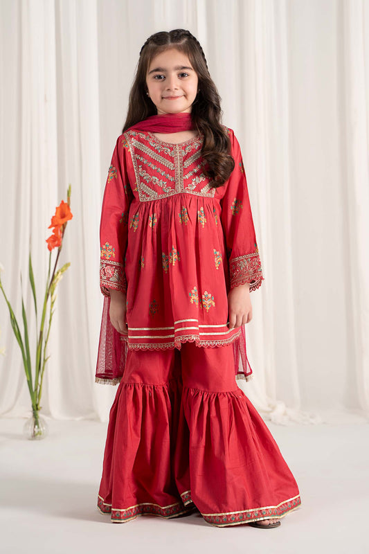 3 Piece Embroidered Lawn Suit - Kids Clothes - available at Maria Faisal in UK and USA