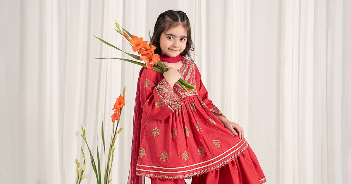 Maria B | 3 Piece Embroidered Lawn Suit | MKD-EF25-15 by Maria Faisal - Registered Vendor of : Maria B - type : Kids Clothes - 100% original wedding dresses