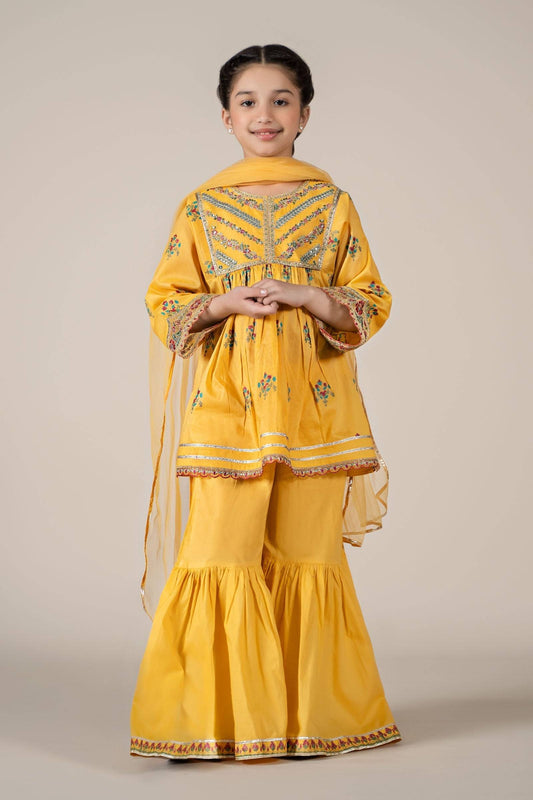 Maria B | 3 Piece Embroidered Lawn Suit | MKD-EF25-15 by Maria Faisal - Registered Vendor of : Maria B - type : Kids Clothes - 100% original wedding dresses