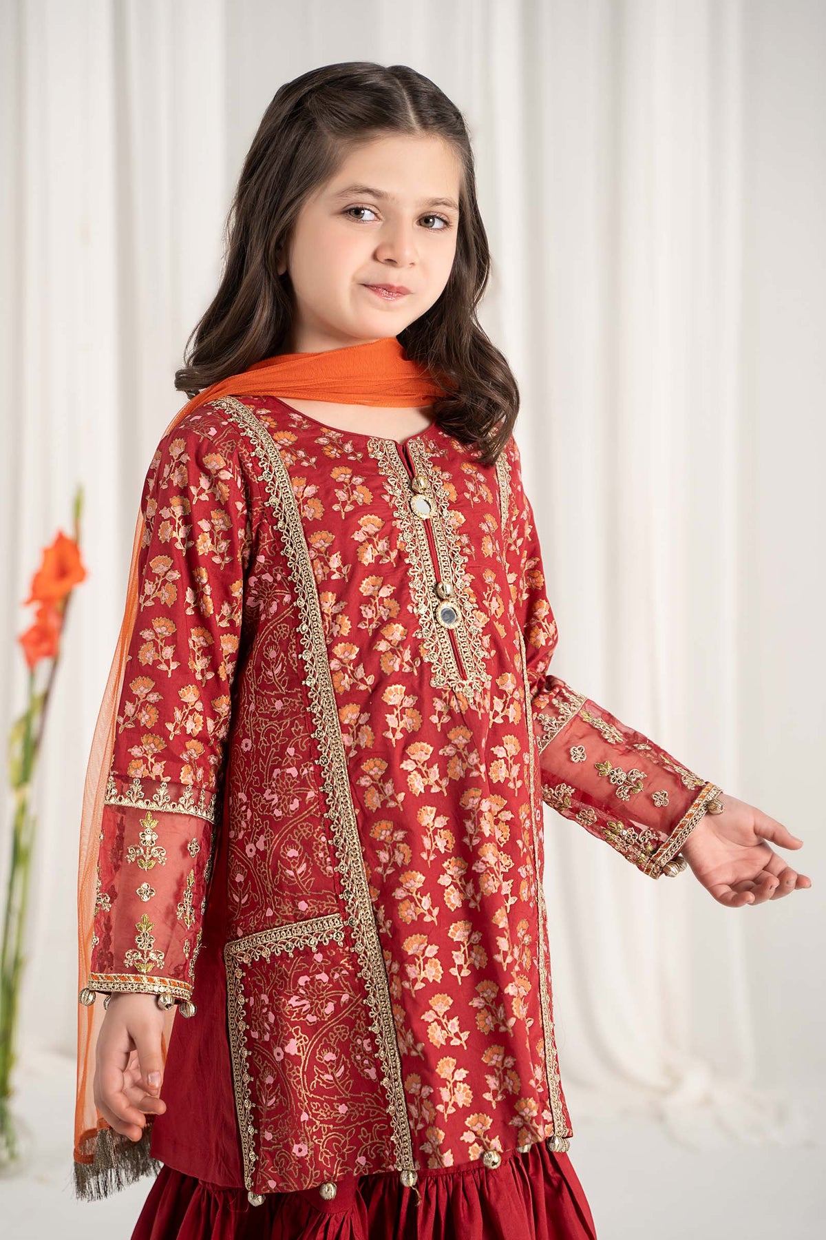 Maria B | 3 Piece Embroidered Lawn Suit | MKD-EF25-23 by Maria Faisal - Registered Vendor of : Maria B - type : Kids Clothes - 100% original wedding dresses