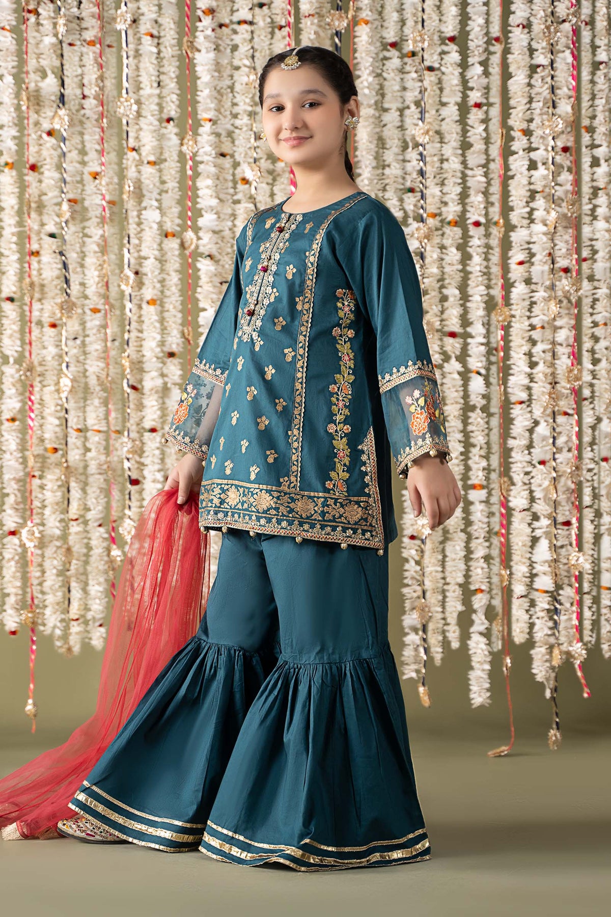 Maria B | 3 Piece Embroidered Lawn Suit | MKD-EF25-24 by Maria Faisal - Registered Vendor of : Maria B - type : Kids Clothes - 100% original wedding dresses
