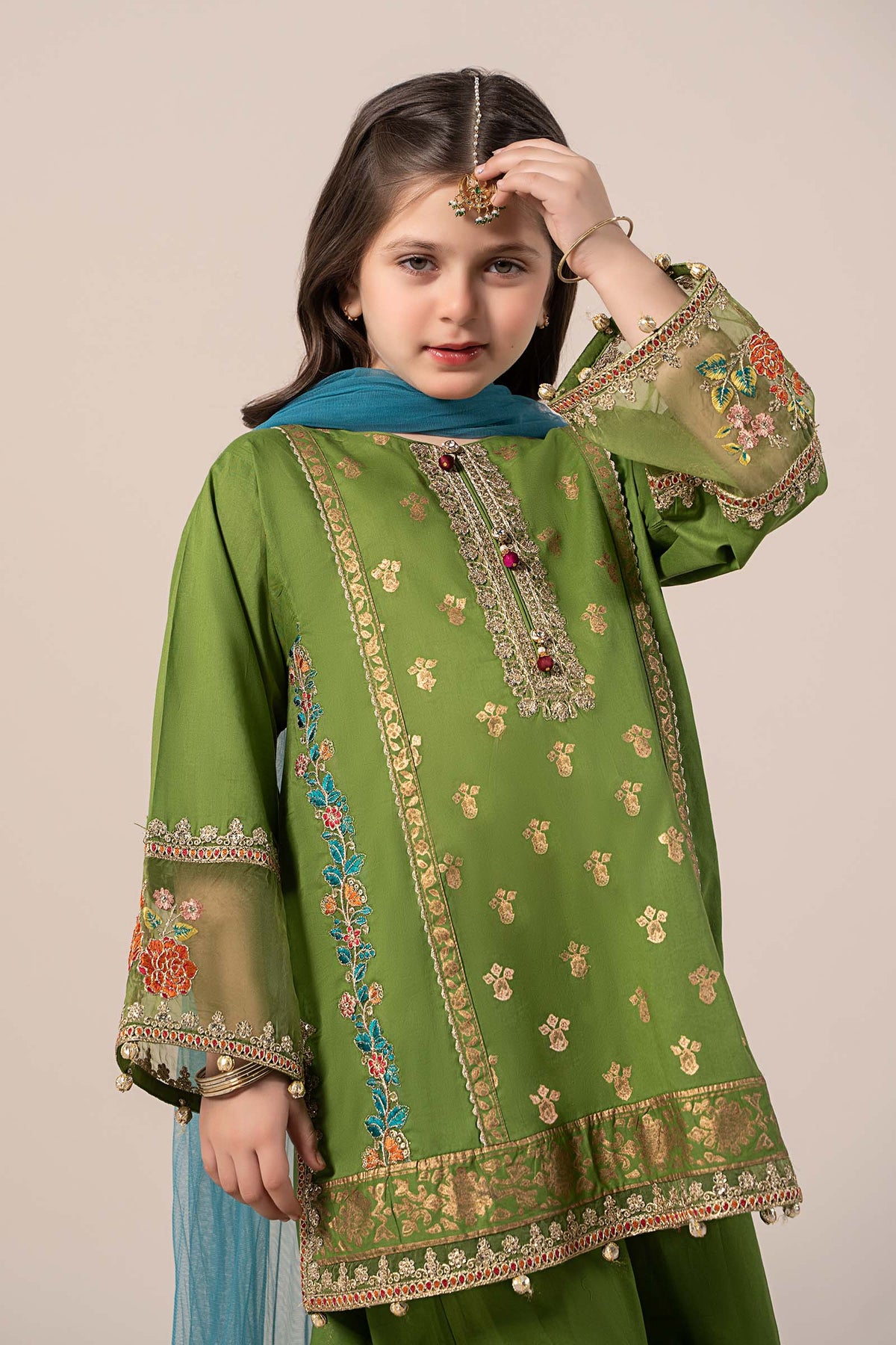 Maria B | 3 Piece Embroidered Lawn Suit | MKD-EF25-24 by Maria Faisal - Registered Vendor of : Maria B - type : Kids Clothes - 100% original wedding dresses