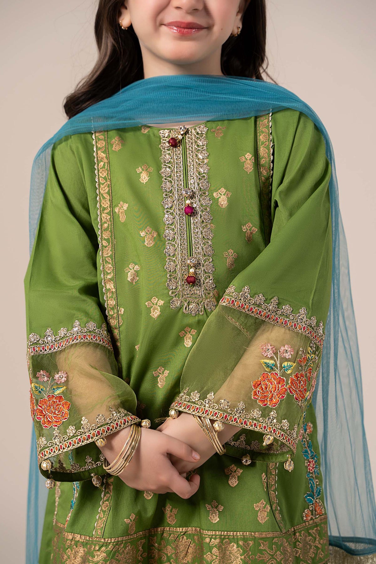 Maria B | 3 Piece Embroidered Lawn Suit | MKD-EF25-24 by Maria Faisal - Registered Vendor of : Maria B - type : Kids Clothes - 100% original wedding dresses