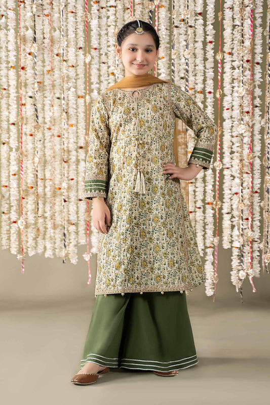 3 Piece Embroidered Lawn Suit - Kids Clothes - available at Maria Faisal in UK and USA