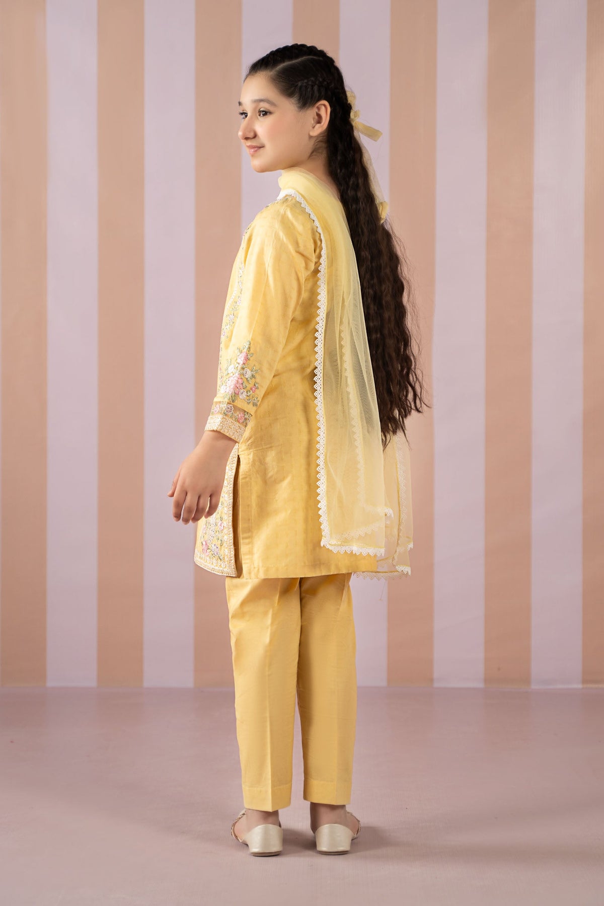 3 Piece Embroidered Dobby Lawn Suit - Kids Clothes - available at Maria Faisal in UK and USA
