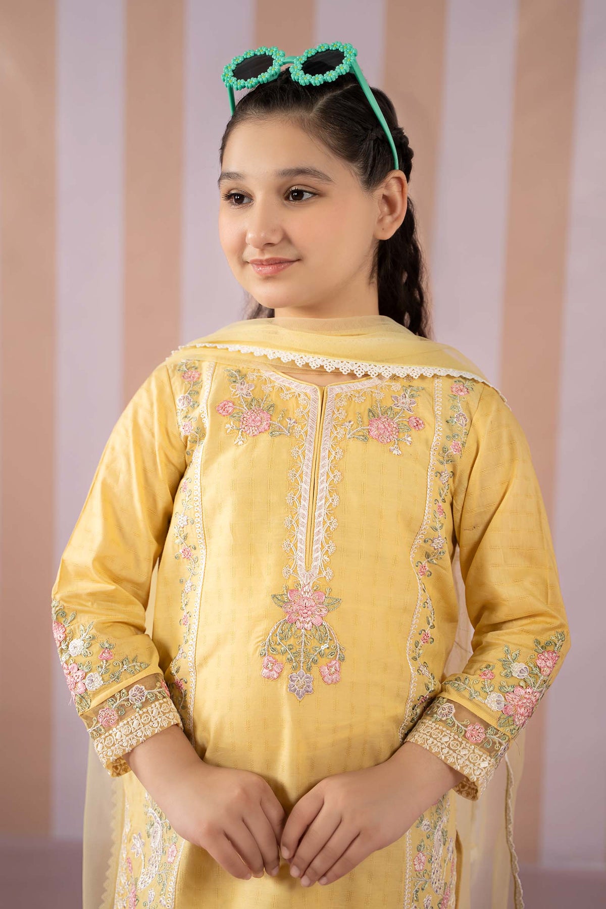 3 Piece Embroidered Dobby Lawn Suit - Kids Clothes - available at Maria Faisal in UK and USA