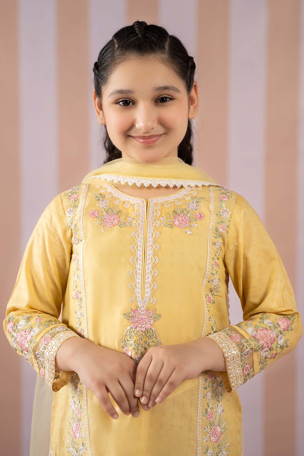 Maria B | 3 Piece Embroidered Dobby Lawn Suit | MKD-EF25-50 by Maria Faisal - Registered Vendor of : Maria B - type : Kids Clothes - 100% original wedding dresses