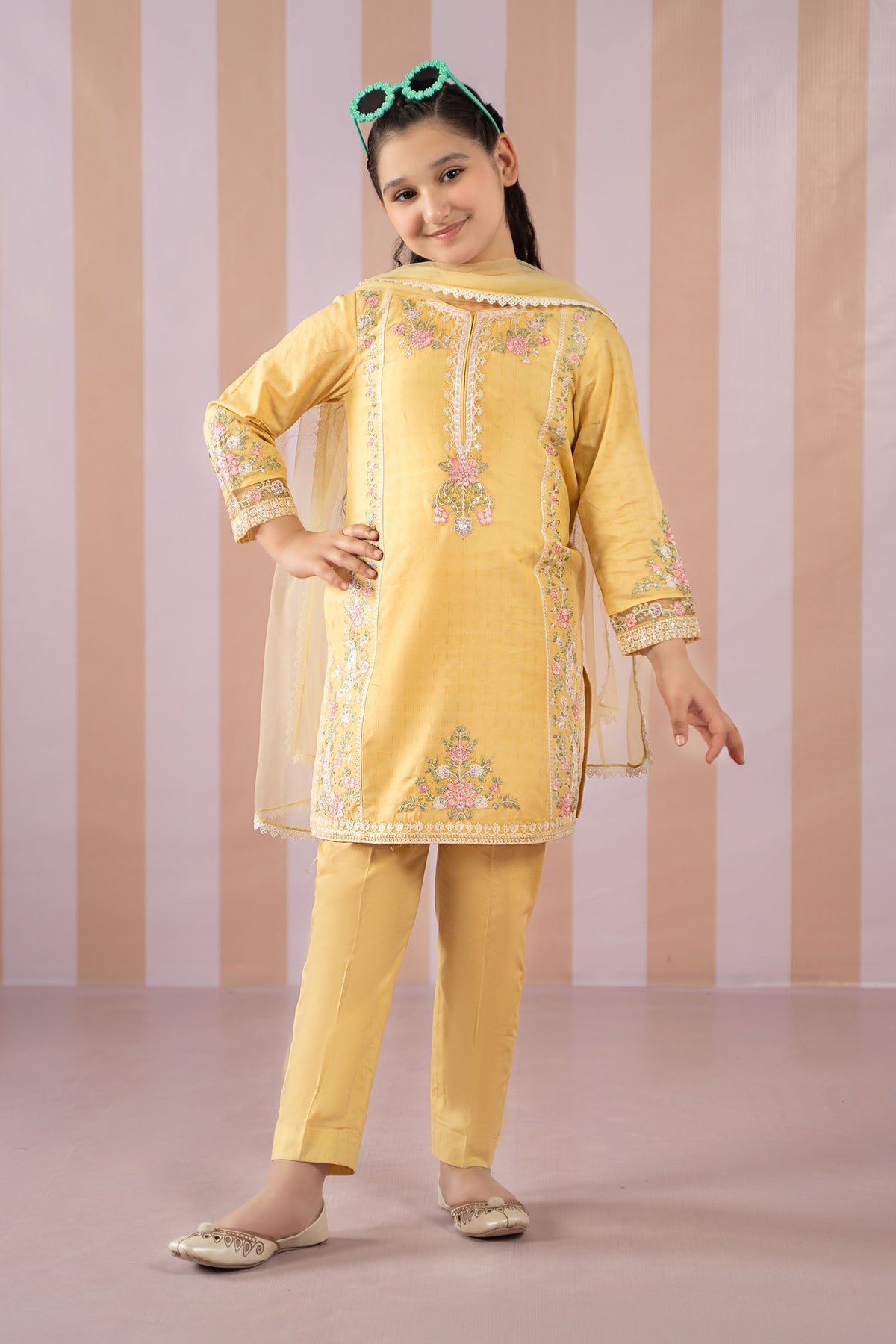 3 Piece Embroidered Dobby Lawn Suit - Kids Clothes - available at Maria Faisal in UK and USA