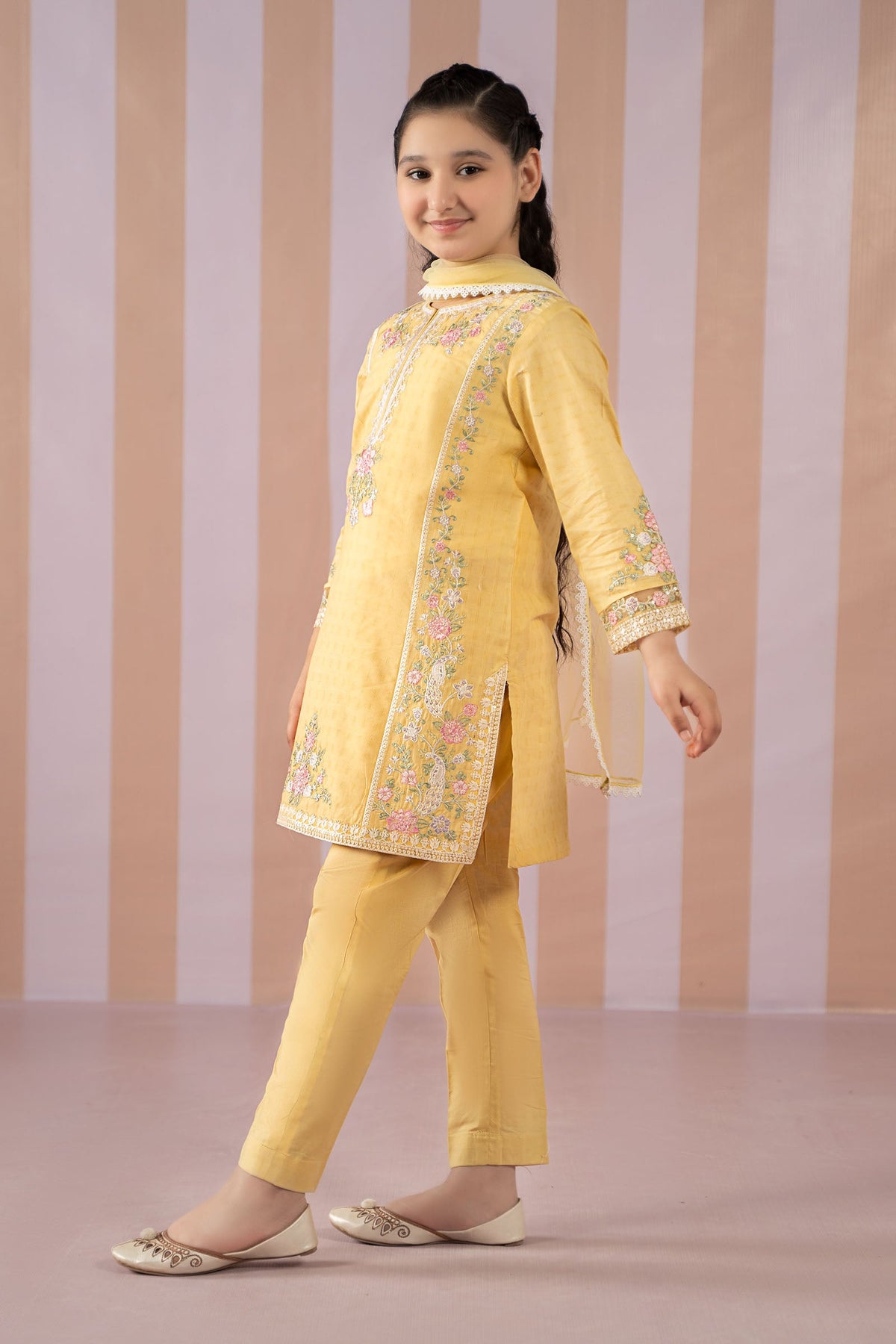 3 Piece Embroidered Dobby Lawn Suit - Kids Clothes - available at Maria Faisal in UK and USA
