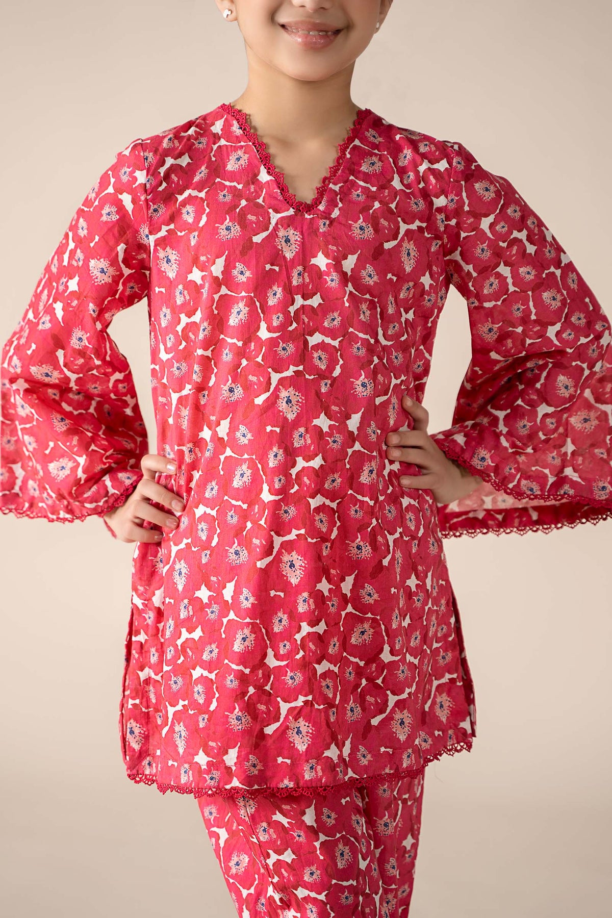 Maria B | 2 Piece Printed Lawn Suit | MKD-EF25-69 by Maria Faisal - Registered Vendor of : Maria B - type : Kids Clothes - 100% original wedding dresses