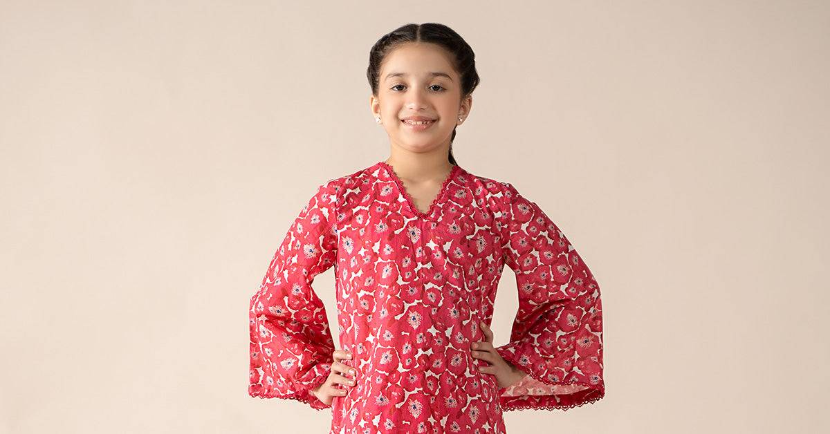 Maria B | 2 Piece Printed Lawn Suit | MKD-EF25-69 by Maria Faisal - Registered Vendor of : Maria B - type : Kids Clothes - 100% original wedding dresses