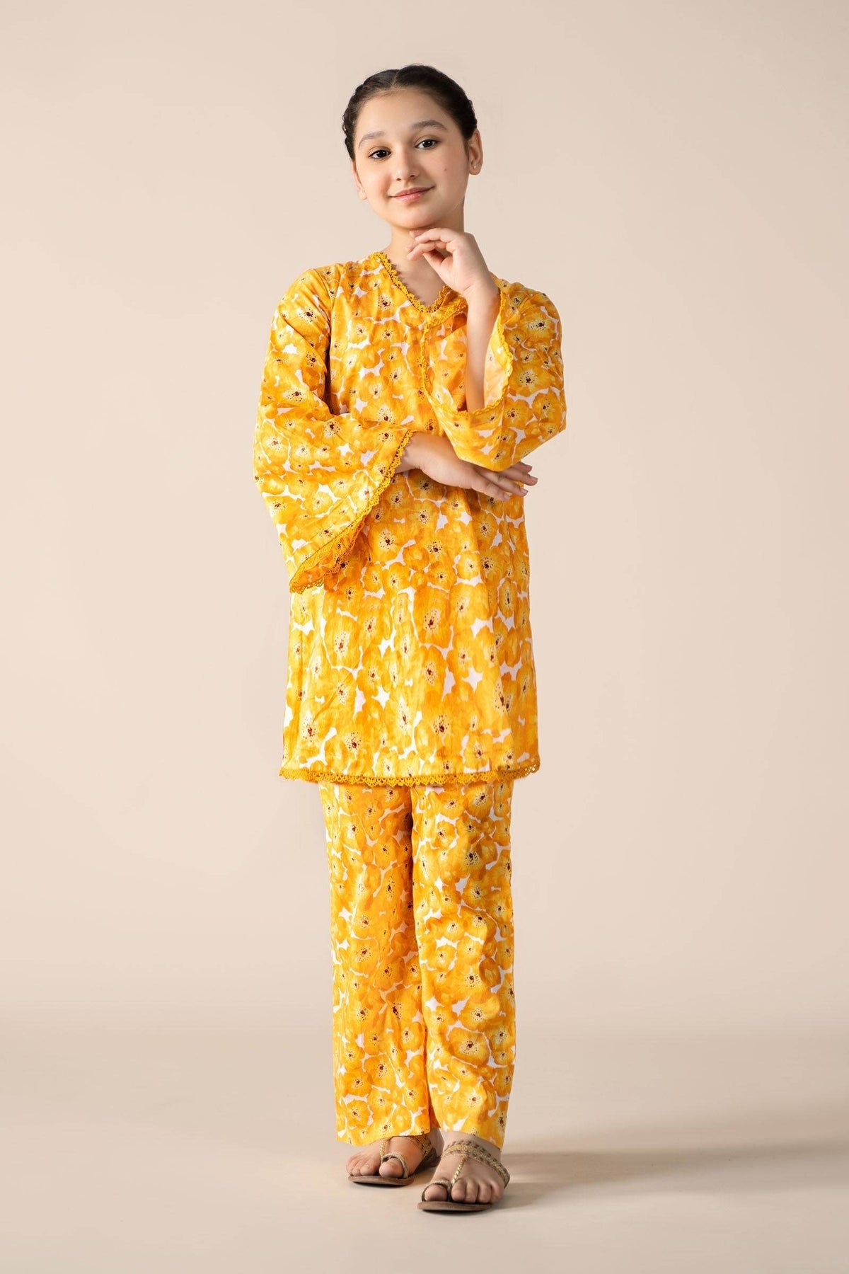 Maria B | 2 Piece Printed Lawn Suit | MKD-EF25-69 by Maria Faisal - Registered Vendor of : Maria B - type : Kids Clothes - 100% original wedding dresses